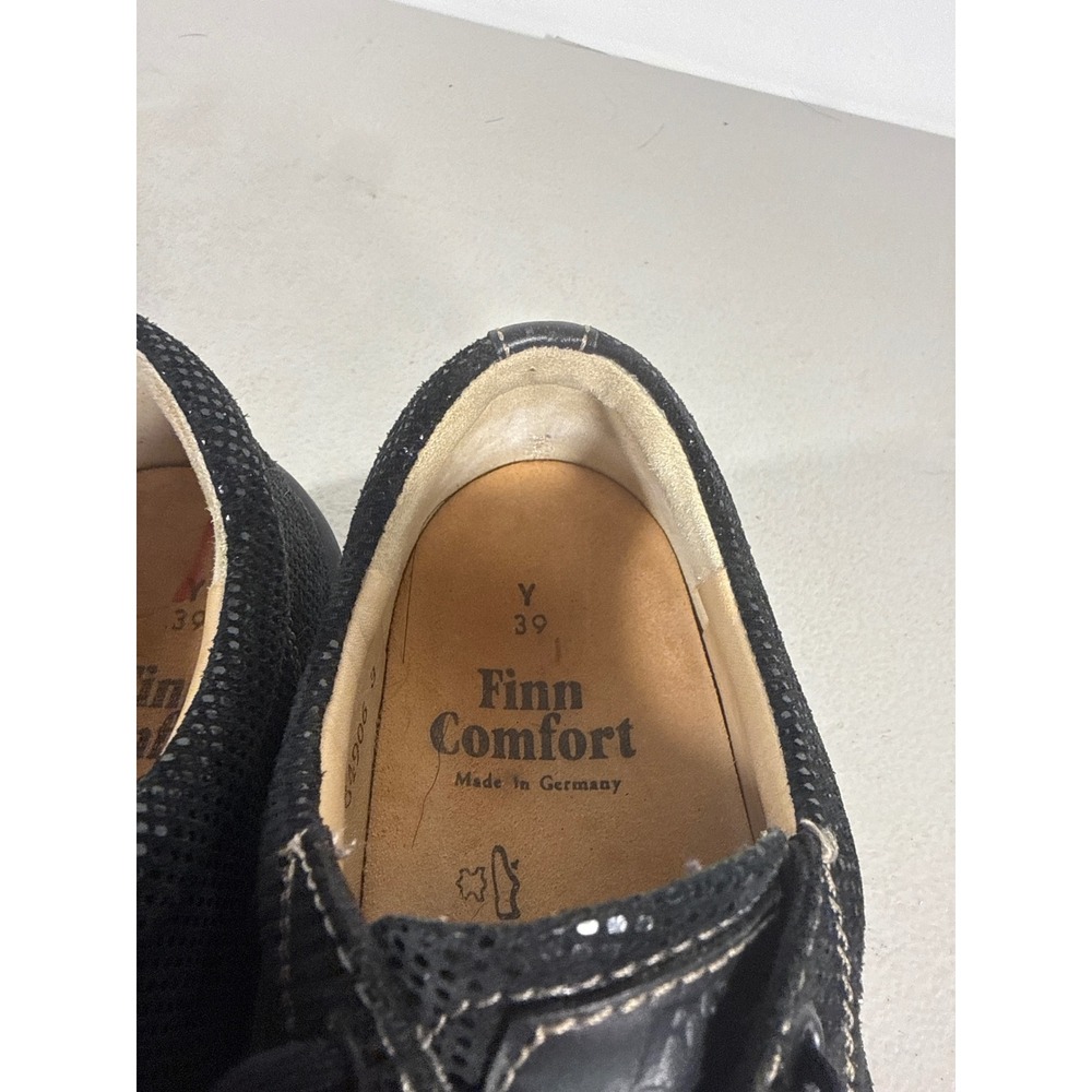 Finn Comfort Womens Black Leather Suede Lace Up Walking Shoes Germany Siz 39 8.5 - Picture 7 of 10